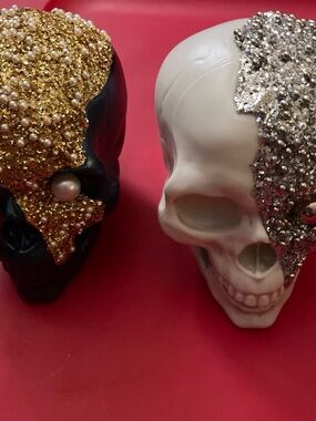 Decorative Gold and Silver Skull Accent Pair - Home Accents